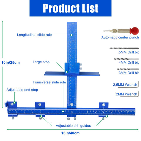 CenfeiTooL jig with 16-inch range facilitating varied handle drilling distances