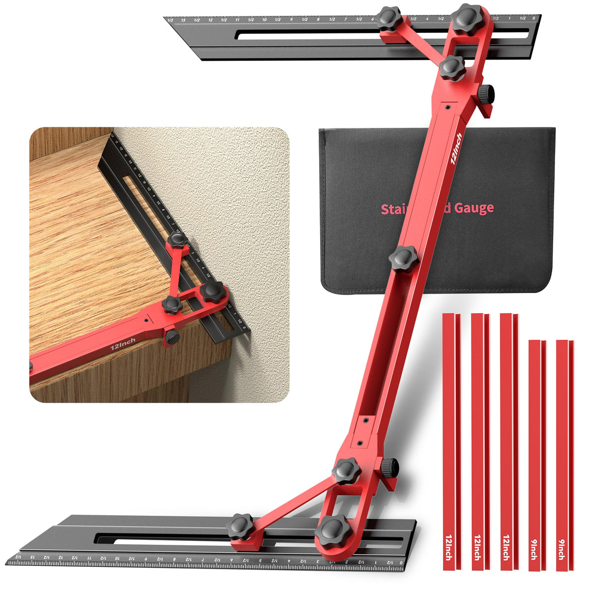 CenfeiTooL stair tread template tool with 72-inch extendable track for precise measurements.
