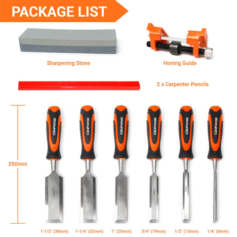 CENFORGE Cr-V steel chisels with bevel edges for precise cuts