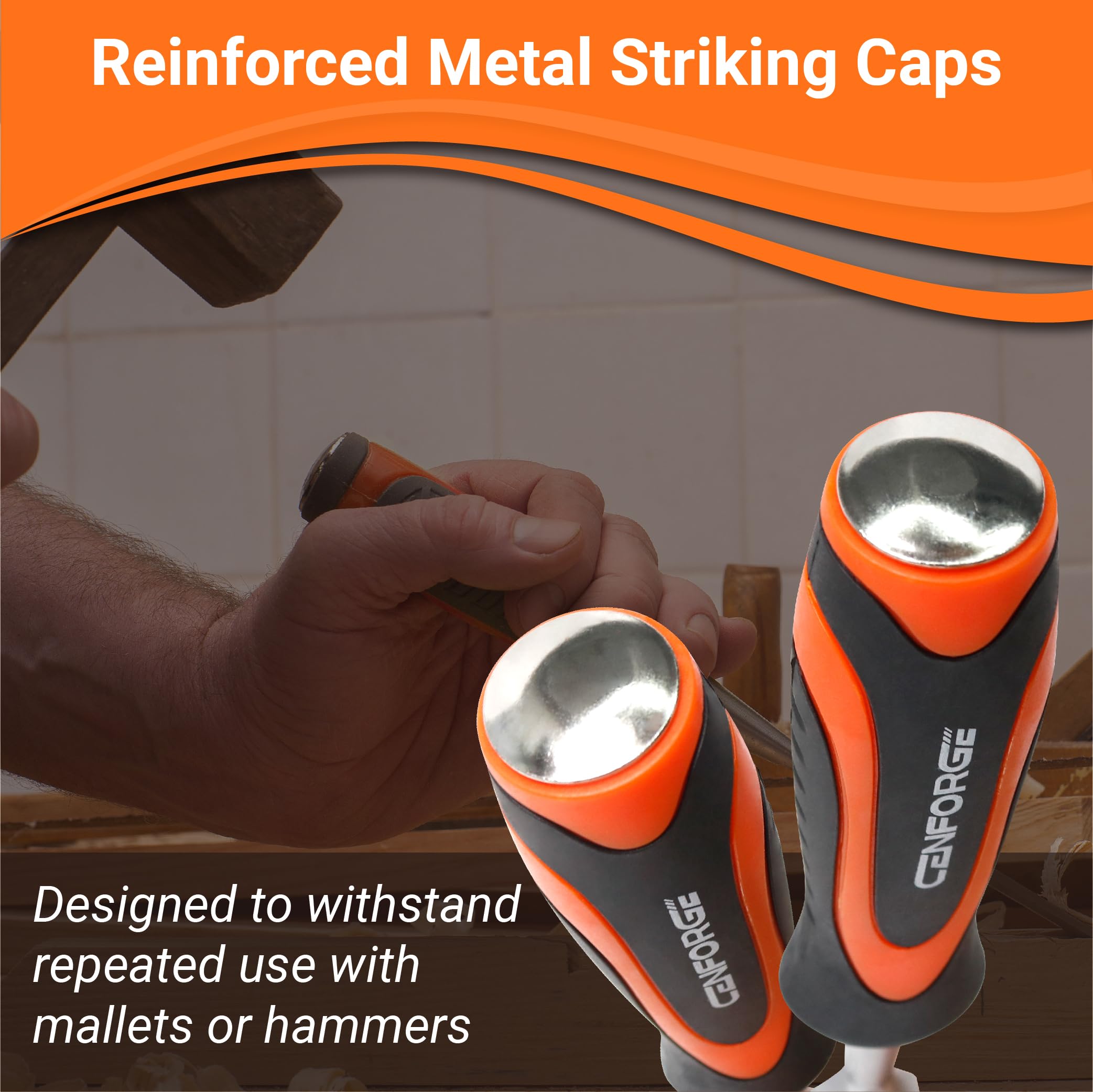 CENFORGE impact-resistant striking caps prevent handle damage during heavy cuts