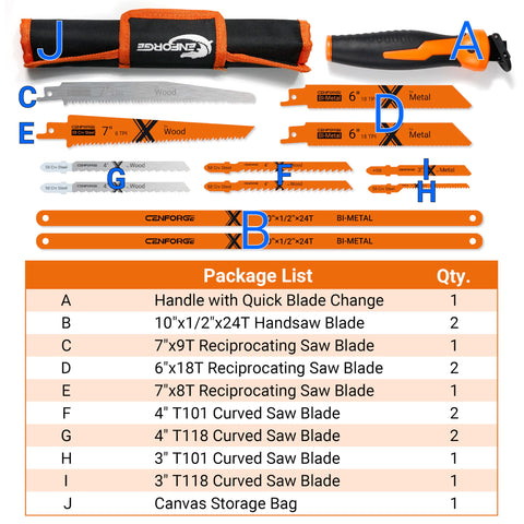 CENFORGE universal quick-change blades enable fast swapping during cuts.