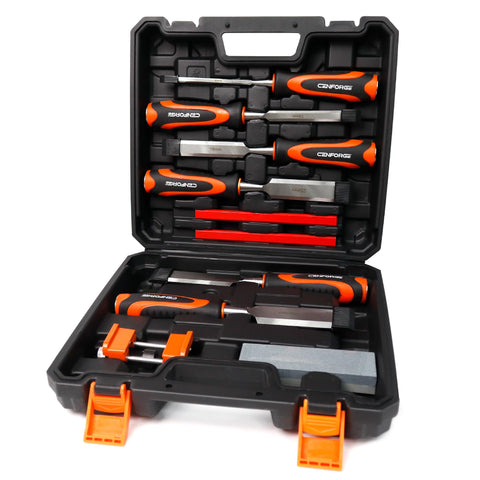 CENFORGE wood chisel set in case with tools, easy transport and protection