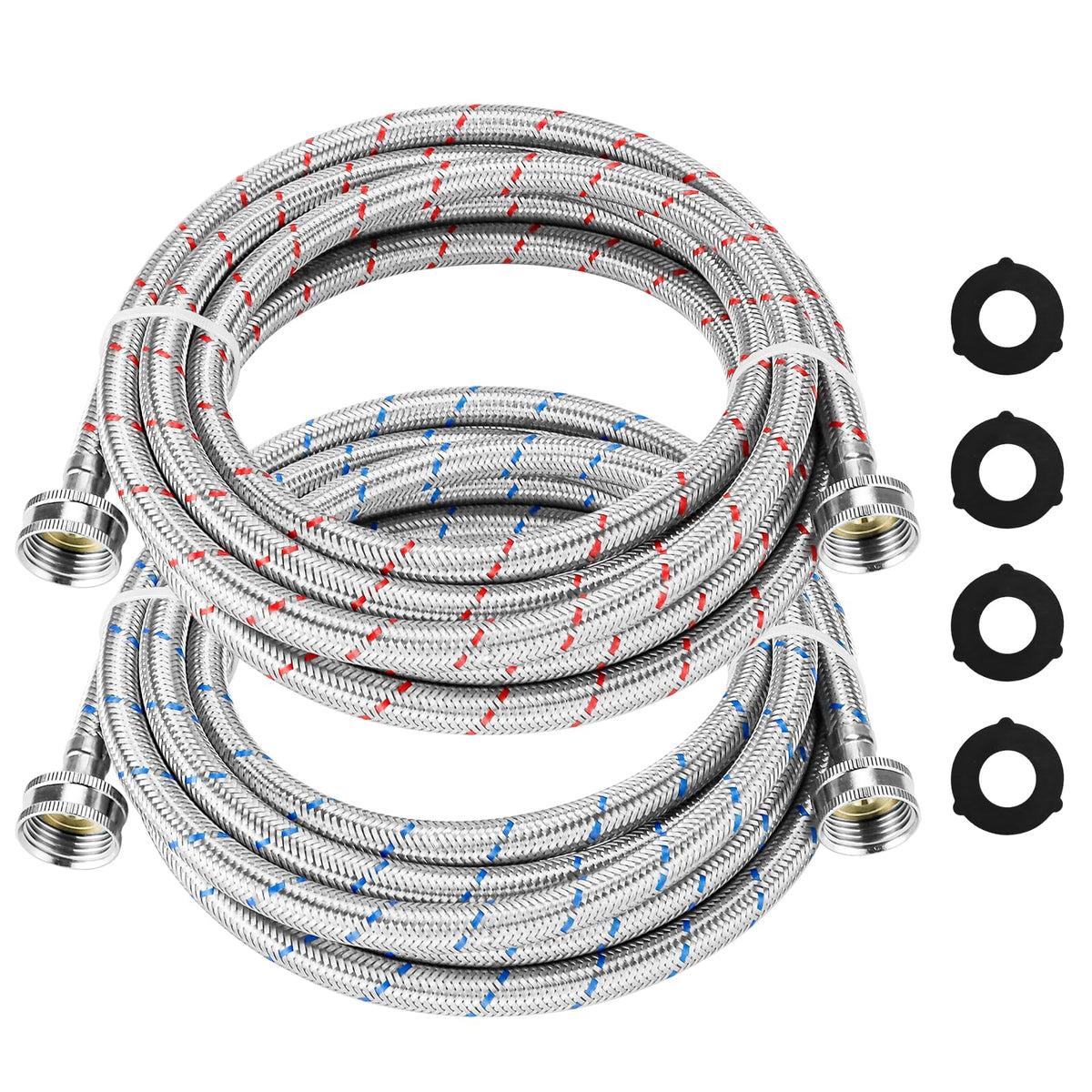 Cenipar blue cold water hose attached to washer for reliable cold water supply.