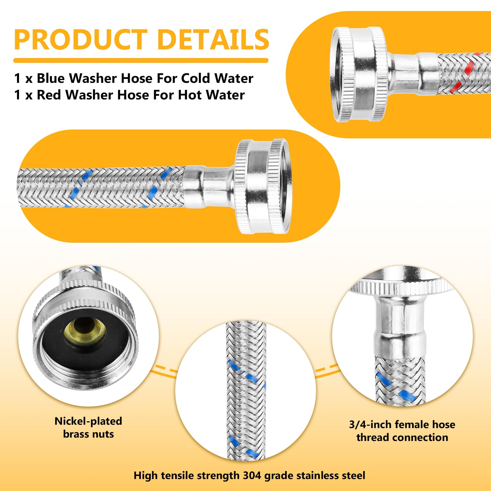 Cenipar red hot water hose attached to washer for efficient hot water delivery.
