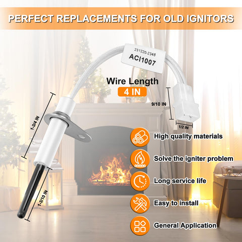 Cenipar 201657-03S ignitor side view highlights slim profile for tight furnace spaces