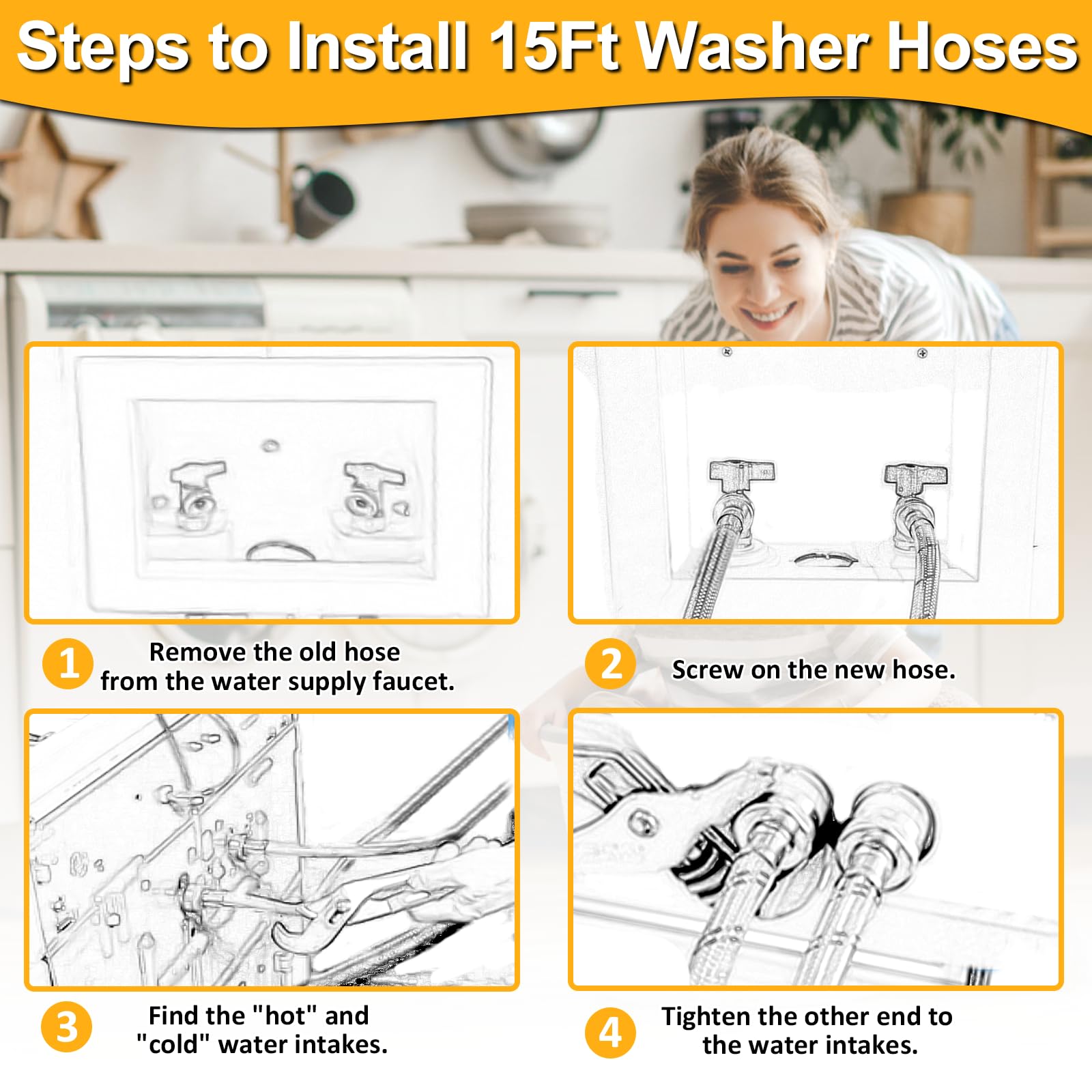 Cenipar easy-install washing machine hose kit ready for quick setup.