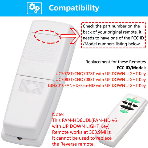 CENMING UC7078T remote back panel with DIP switches for code matching