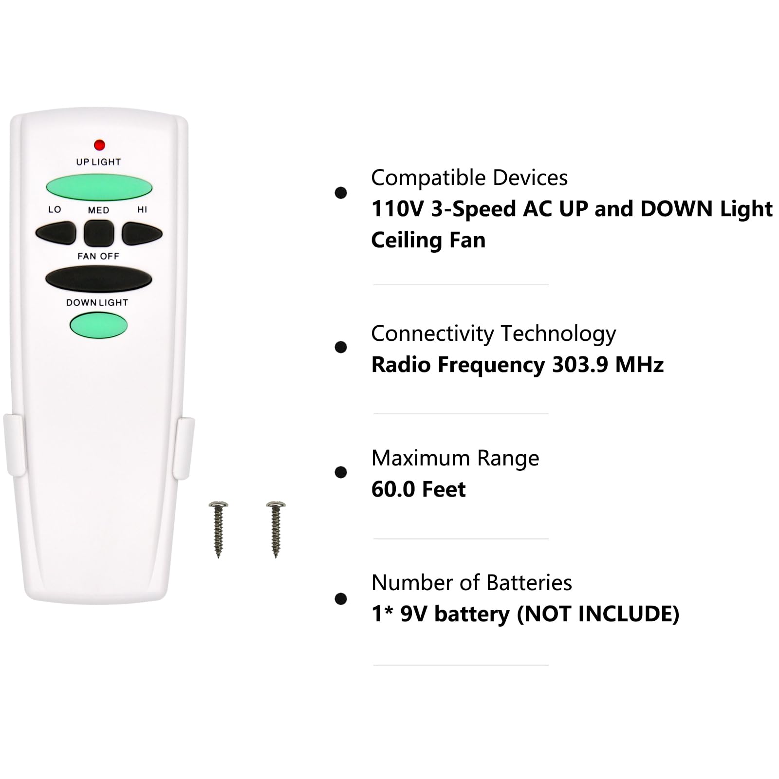 CENMING packaging shows remote, holder, and screws for quick install