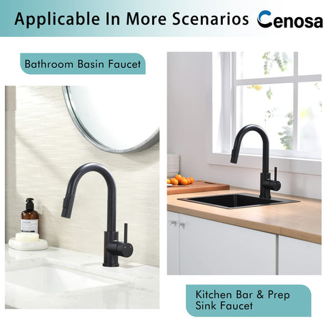 Cenosa two-mode nozzle supports spray and stream for versatile kitchen tasks.