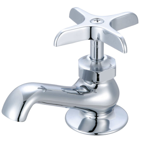 Central Brass 0239-P chrome basin faucet from the front with a sleek profile.