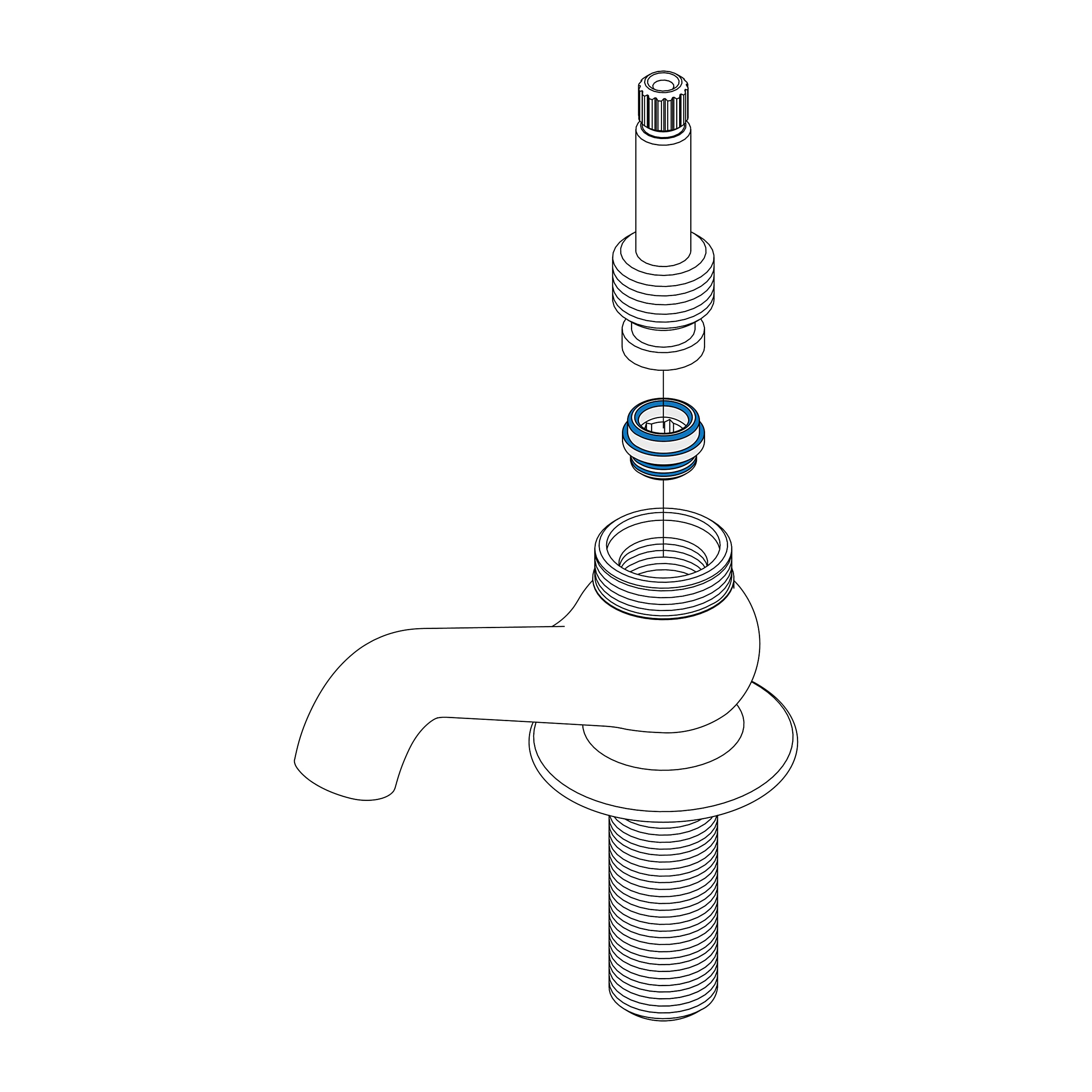 Central Brass 0239-P blue index helps distinguish cold water.