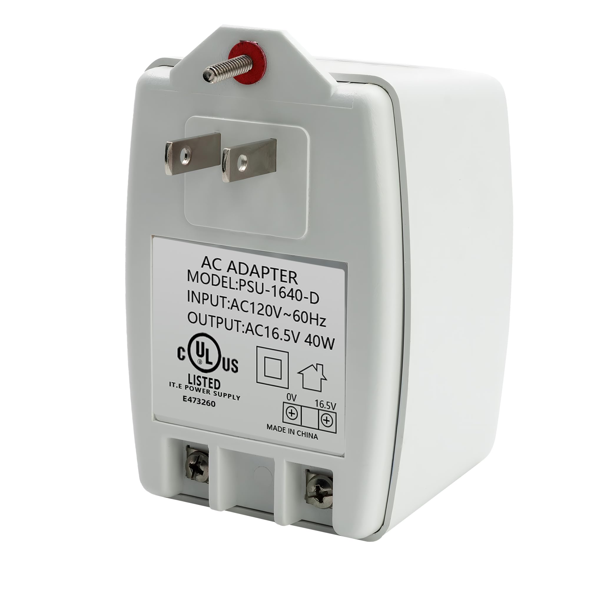 Centropower 16.5V 40VA transformer front view with compact plug-in design for steady power.