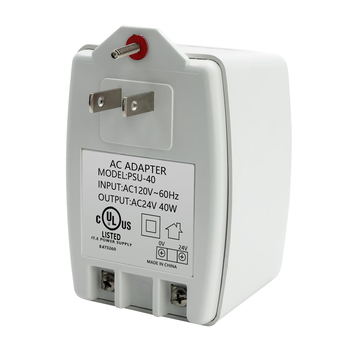 CENTROPOWER 24V 40VA plug-in transformer front view powering Ring doorbell reliably