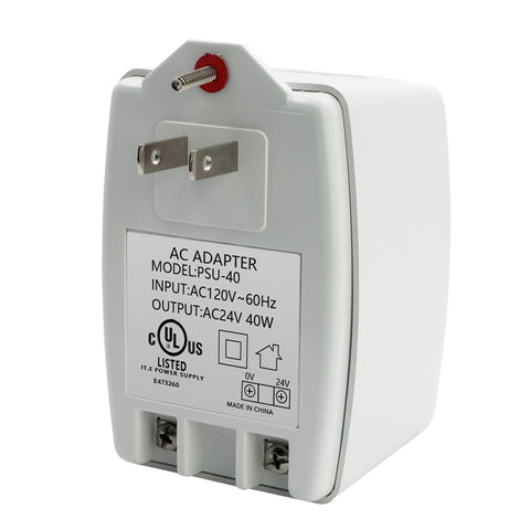 CENTROPOWER 24V 40VA plug-in transformer front view powering Ring doorbell reliably