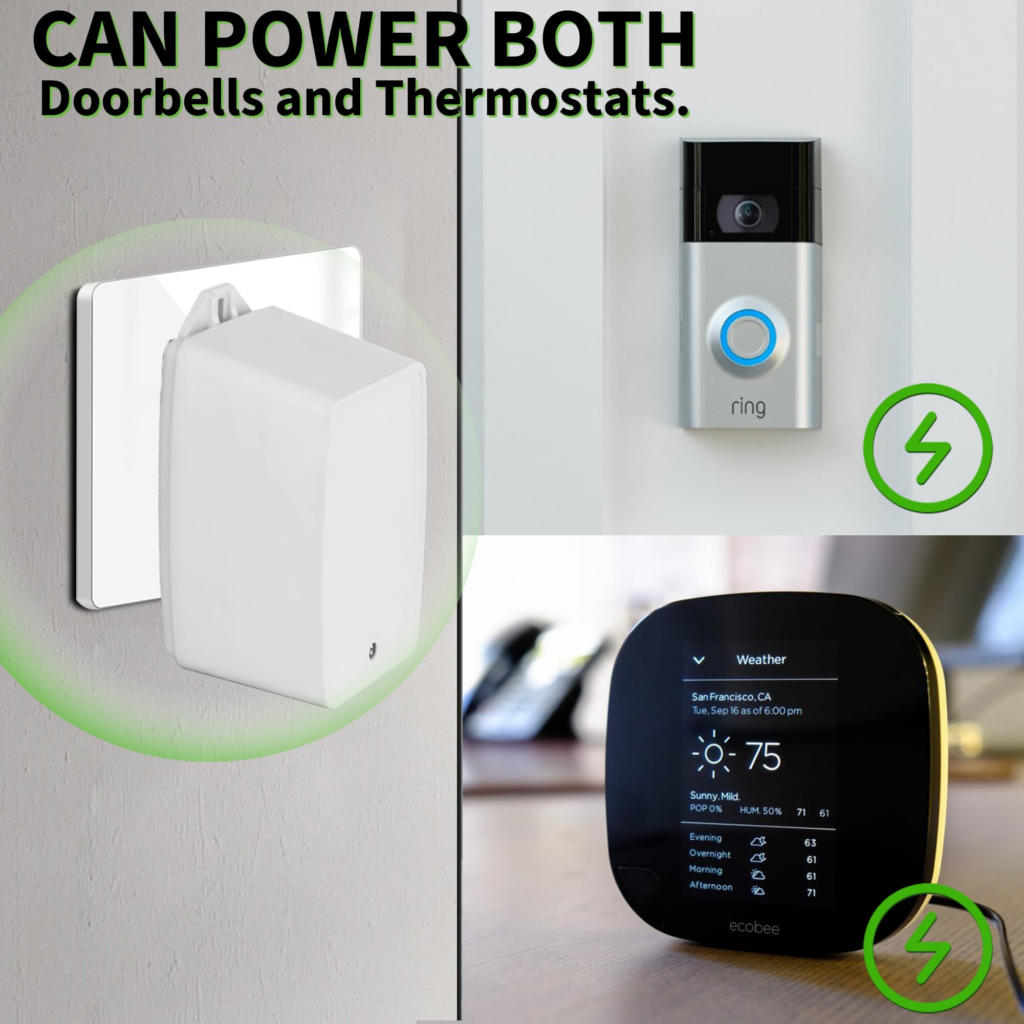 Centropower compatibility graphic showing support for Ring, Nest, Sensi, and more.