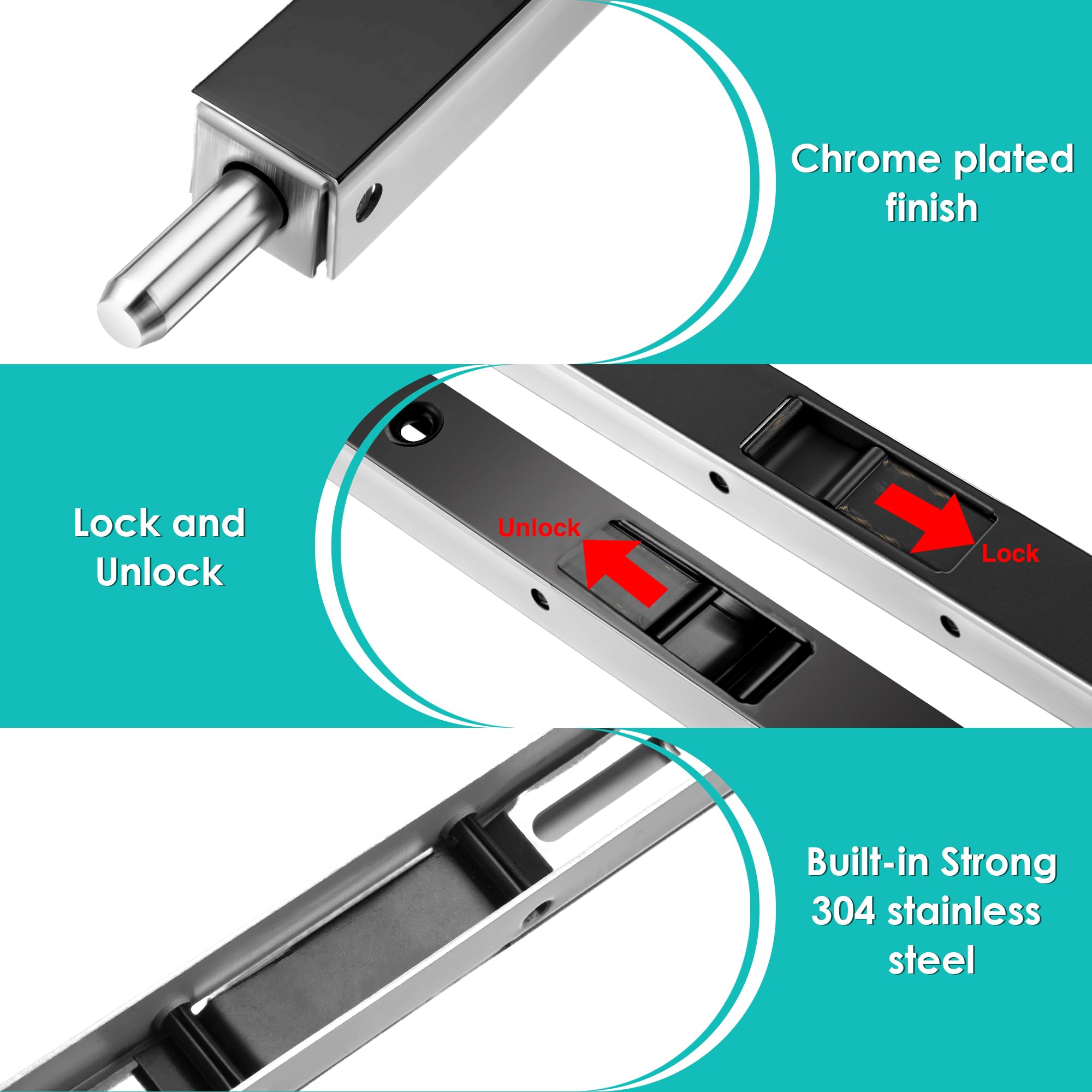 Ceoighe flush bolt interior screws reinforce stability for smooth action