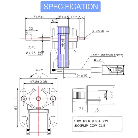Ceoighe motor shaft 3/16 x 1 3/4 inch fits standard units