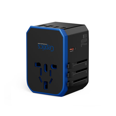 Ceptics 70W travel adapter packaging and labeling for travelers