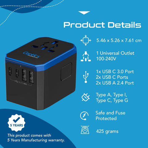 Ceptics 70W adapter USB-C ports ready for fast charging devices
