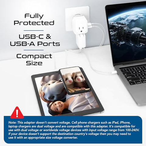 Ceptics Swadapt Type C/N compatibility enables use across Brazil and Peru.