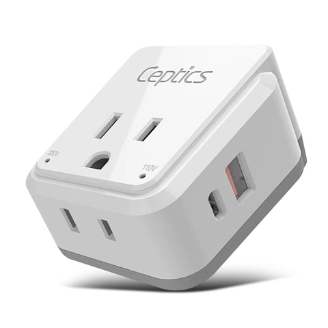 Packaging image of Ceptics Brazil travel adapter set ready for trips.