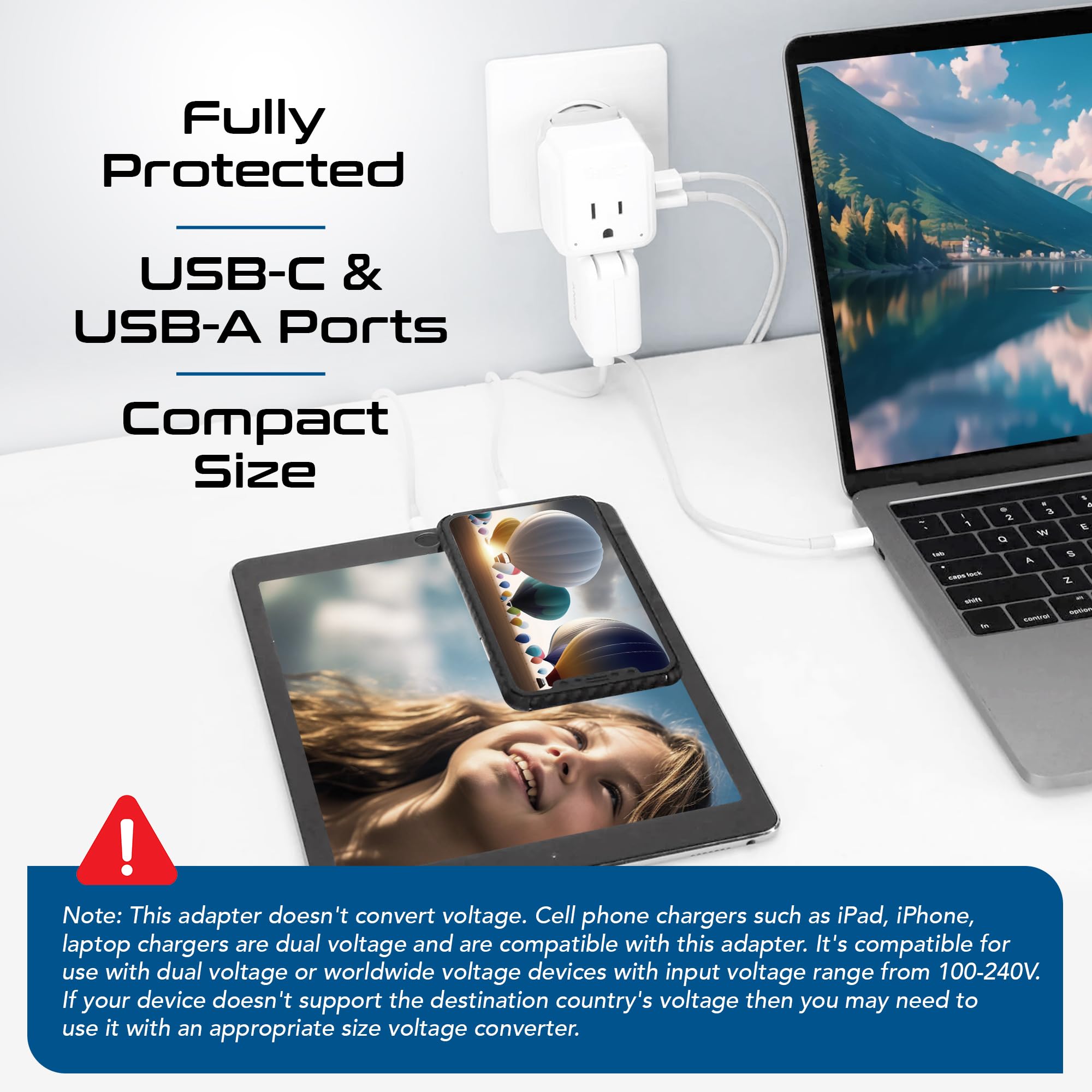Ceptics dual USA sockets enable simultaneous charging while traveling.