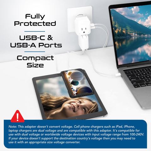 Ceptics dual USA sockets enable simultaneous charging while traveling.