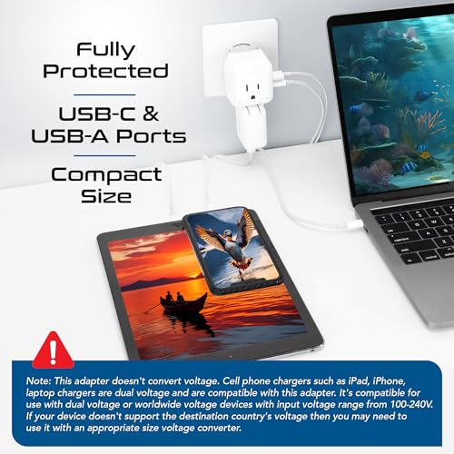 Ceptics adapter USB ports and dual USA outlets for simultaneous charging