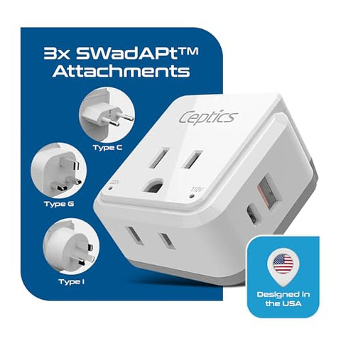 Ceptics swAdapt output enables Asia-wide compatibility with many outlets.