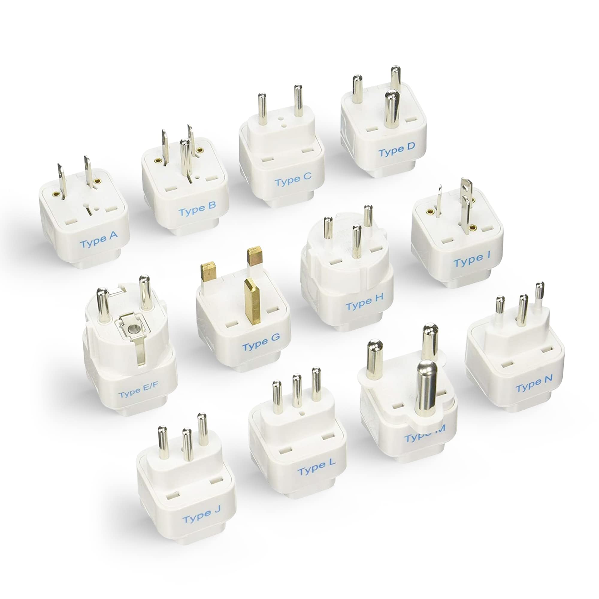 Ceptics travel adapter with Type A-M plugs for global compatibility
