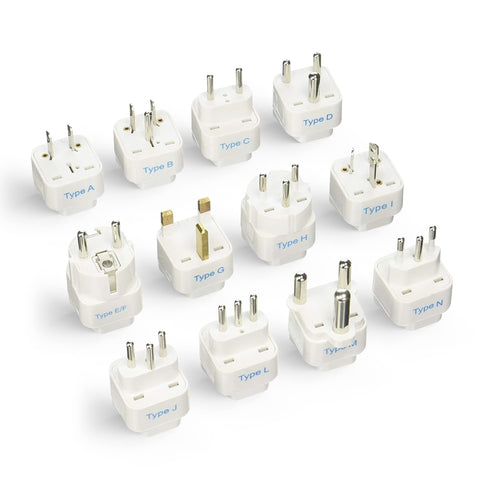Ceptics travel adapter with Type A-M plugs for global compatibility