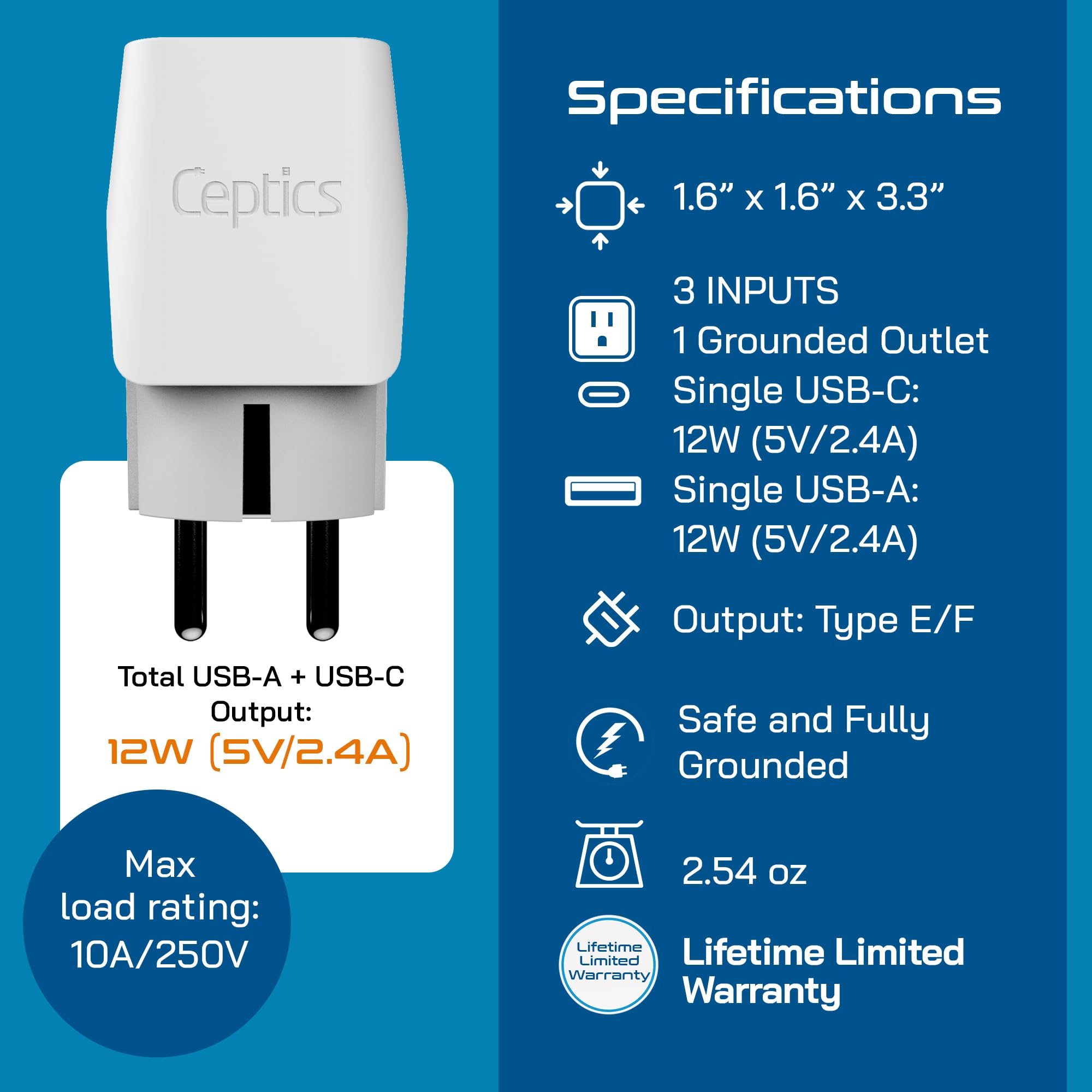 Ceptics CTU-9-9C-PK ultra-compact travel companion fits in a pocket