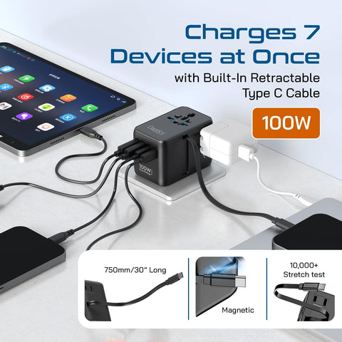 Ceptics universal outlet supports Type A, C, G, I worldwide compatibility