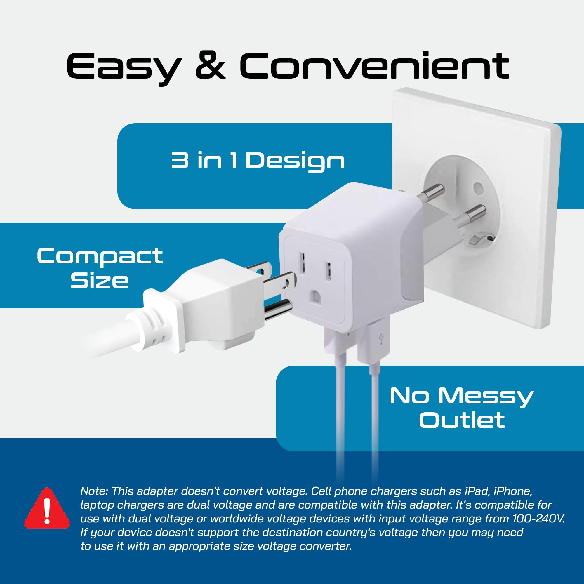 Ceptics CTU-9-9C-PK USA input adds versatility for US plugs abroad