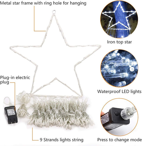 Cerflyer falling-star light strings 9 segments create a dazzling comet effect