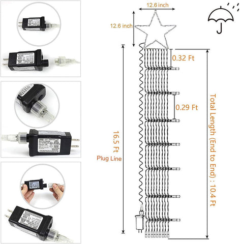 Cerflyer outdoor Christmas lights 11.5 ft run with weatherproof design