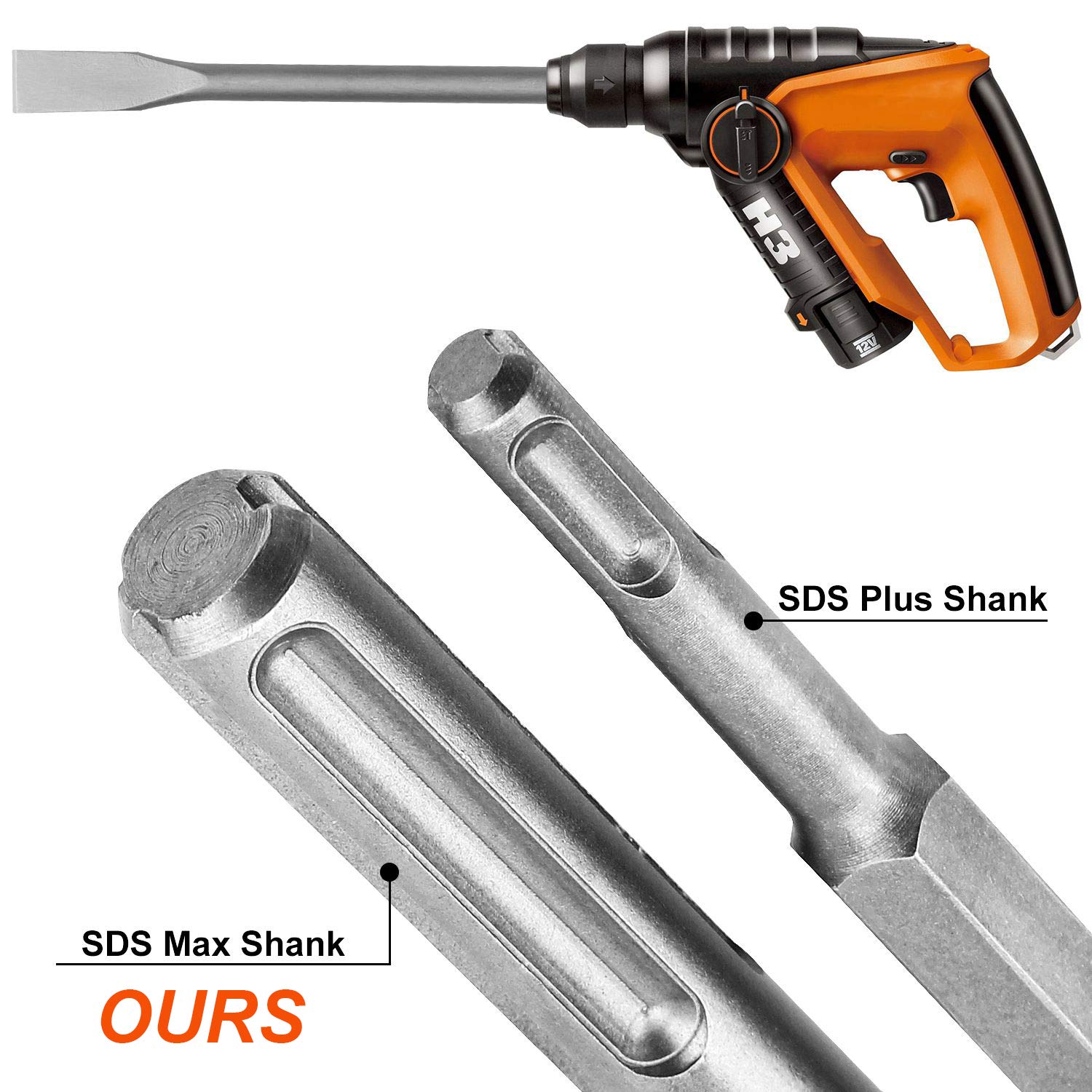CertBuy SDS Max flat chisel 280mm for removal of chips and scales