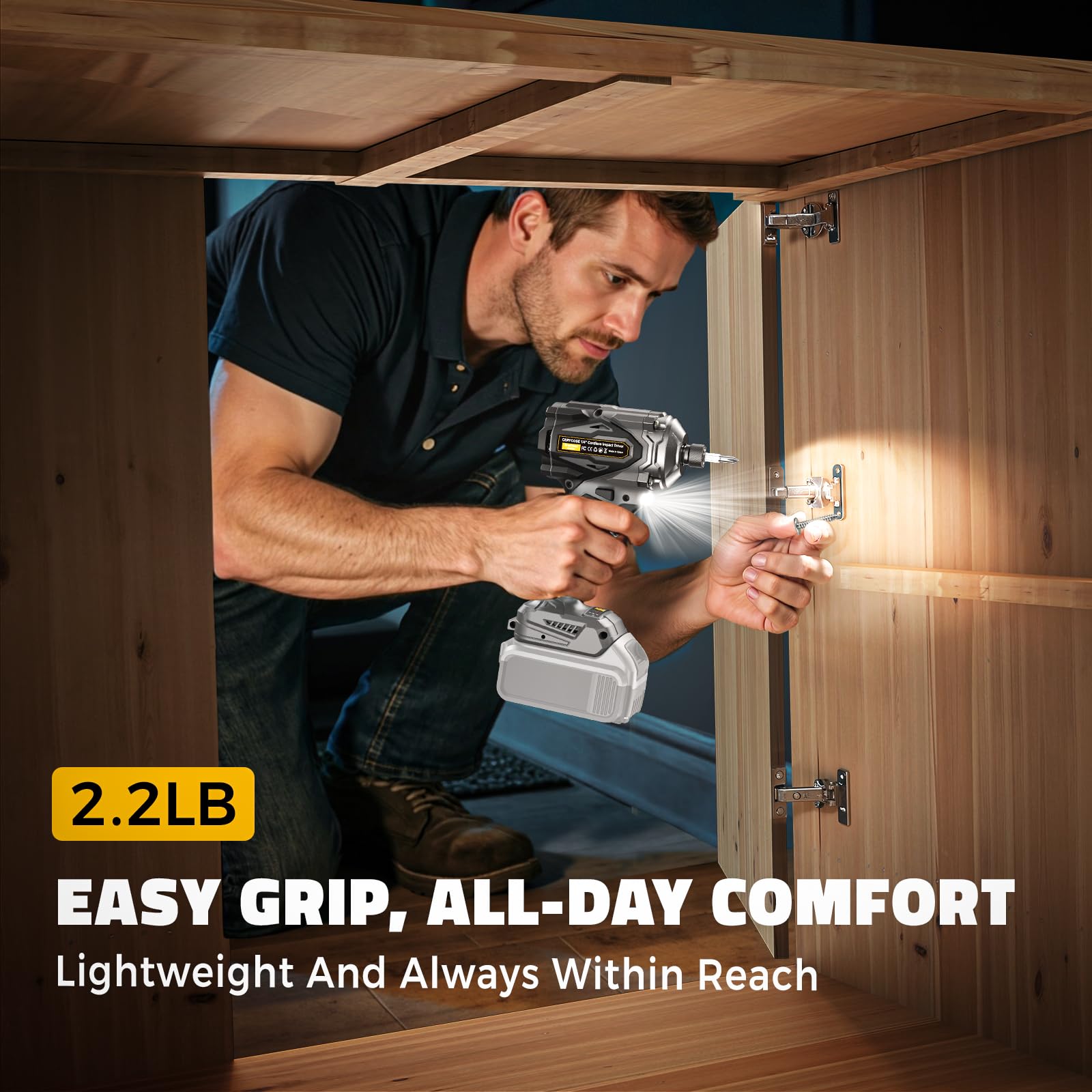 Cerycose built-in LED light illuminates the workspace for precise driving.
