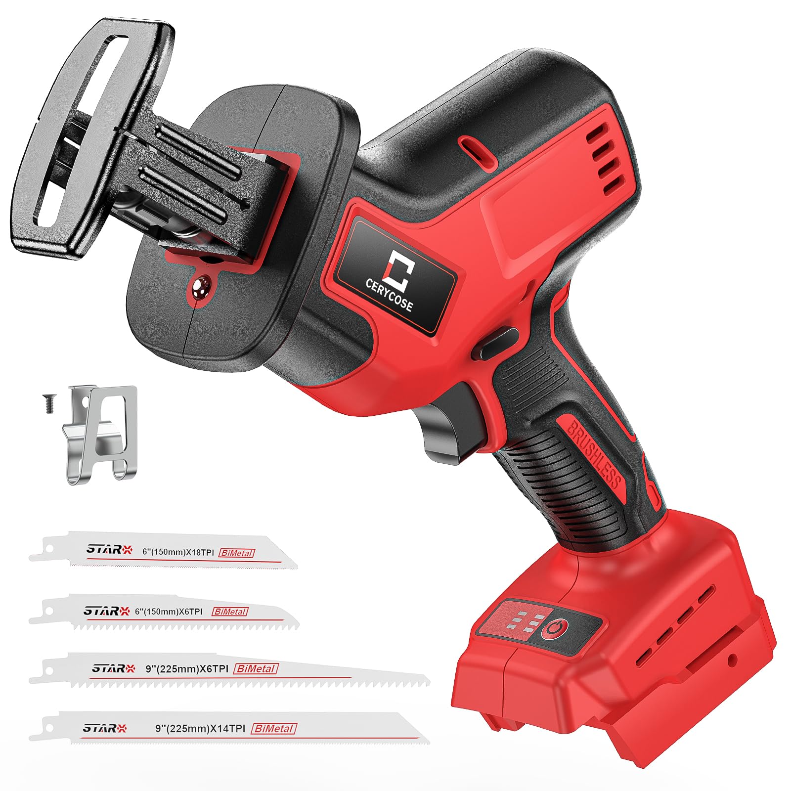 Cerycose cordless brushless reciprocating saw with battery compatibility for flexible use