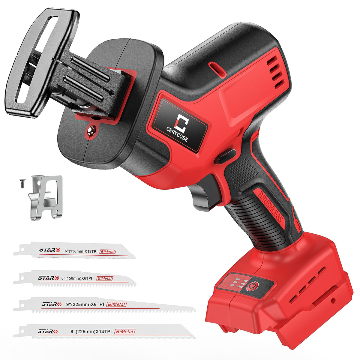 Cerycose cordless brushless reciprocating saw with battery compatibility for flexible use