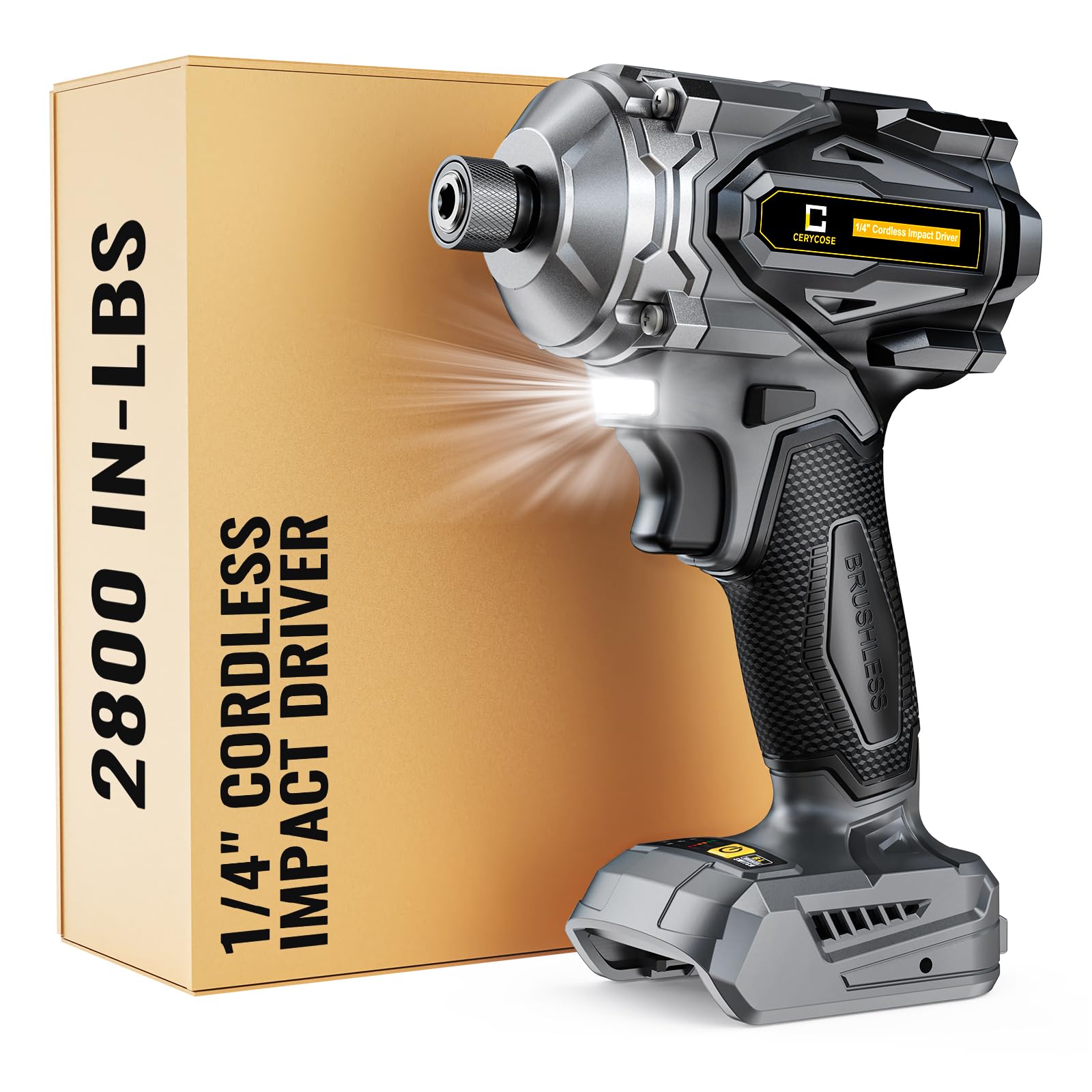 Cerycose cordless impact driver with DeWalt 20V compatibility for reuse of batteries.