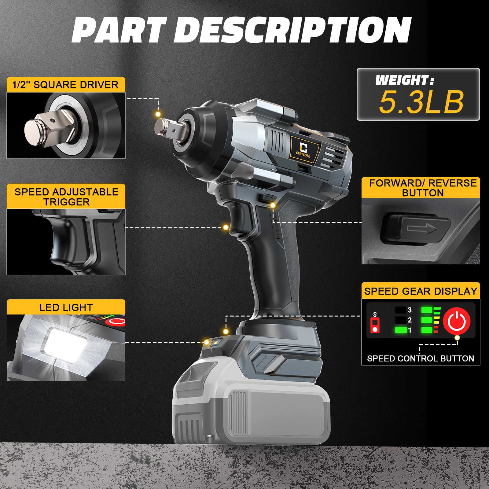 Cerycose heavy-duty, 5 lb design offers comfortable, balanced grip.