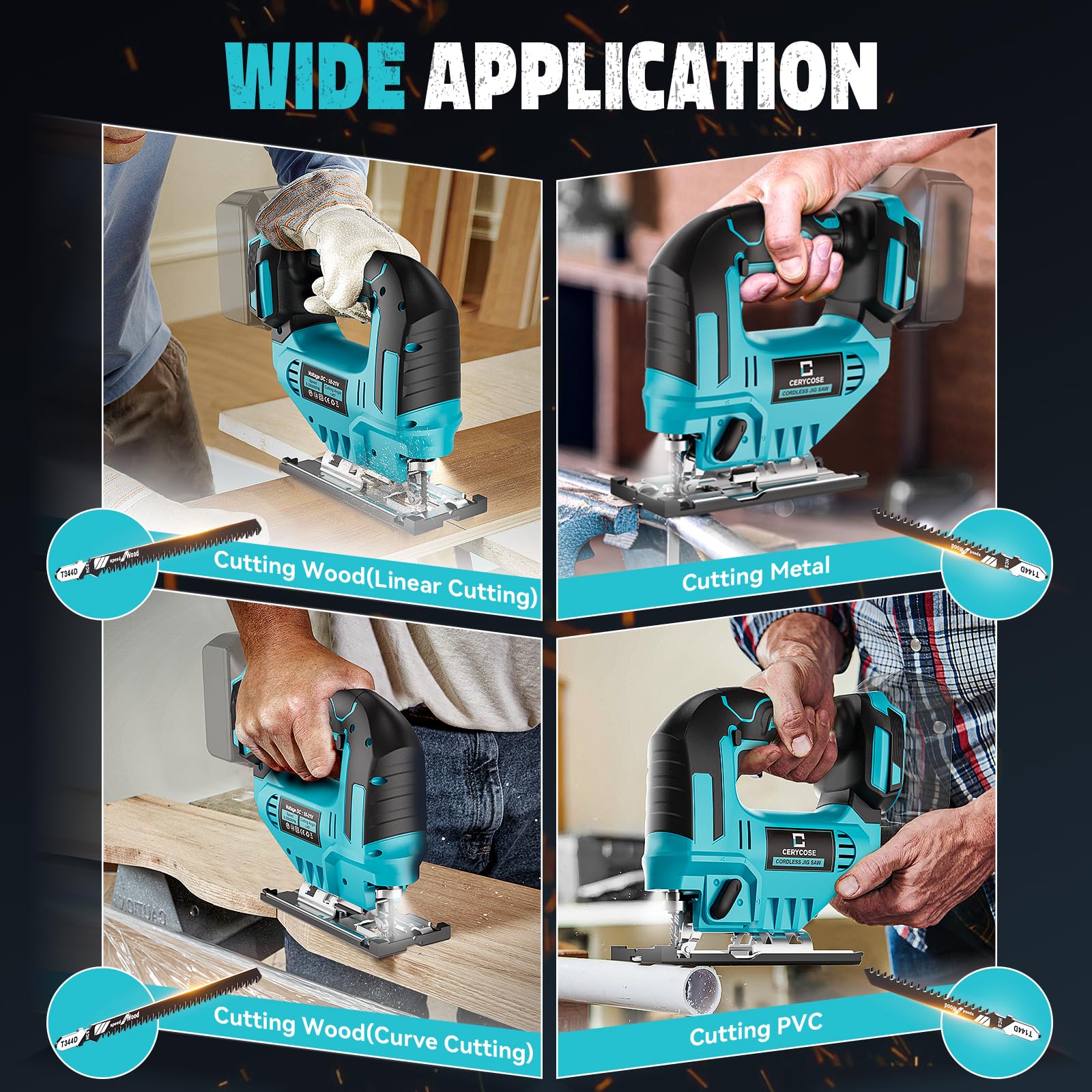 Cerycose Jigsaw includes six wood blades and a screwdriver