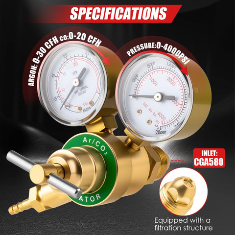 Cesilili dual gauge display allows easy monitoring of pressures during welding