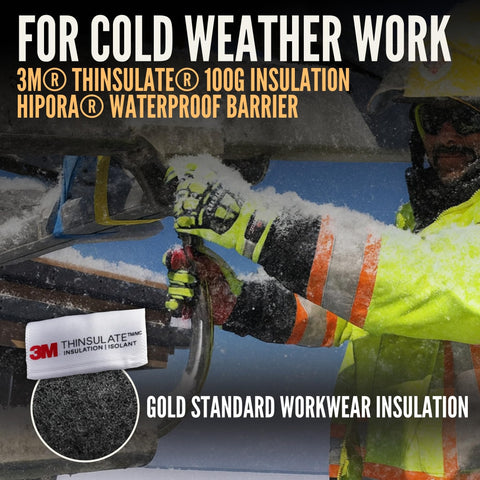 Cestus 5207 waterproof layer keeps hands dry on wet sites.