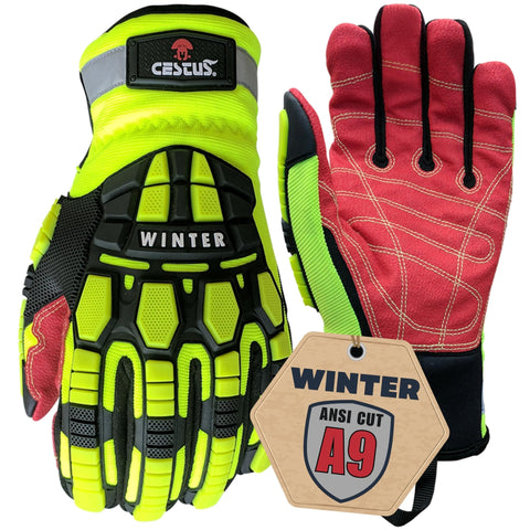 Cestus 5207 gloves on hand showing secure fit for cold outdoor work.