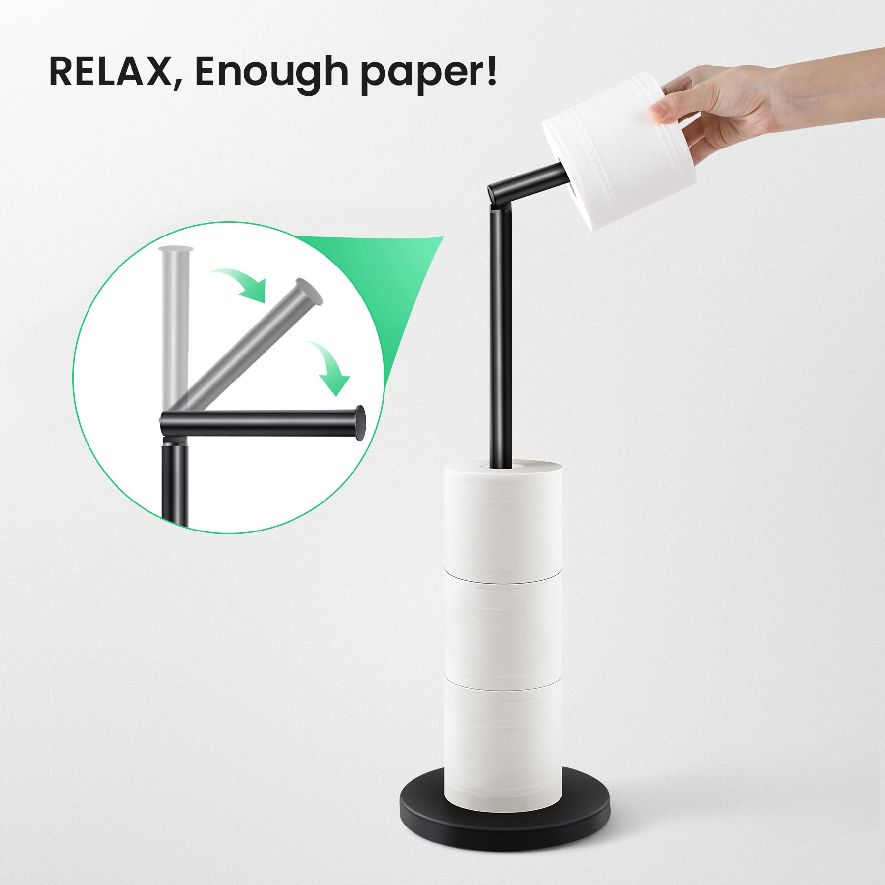 Cesun Toilet Paper Holder Stand with matte black finish adds modern style and durability.