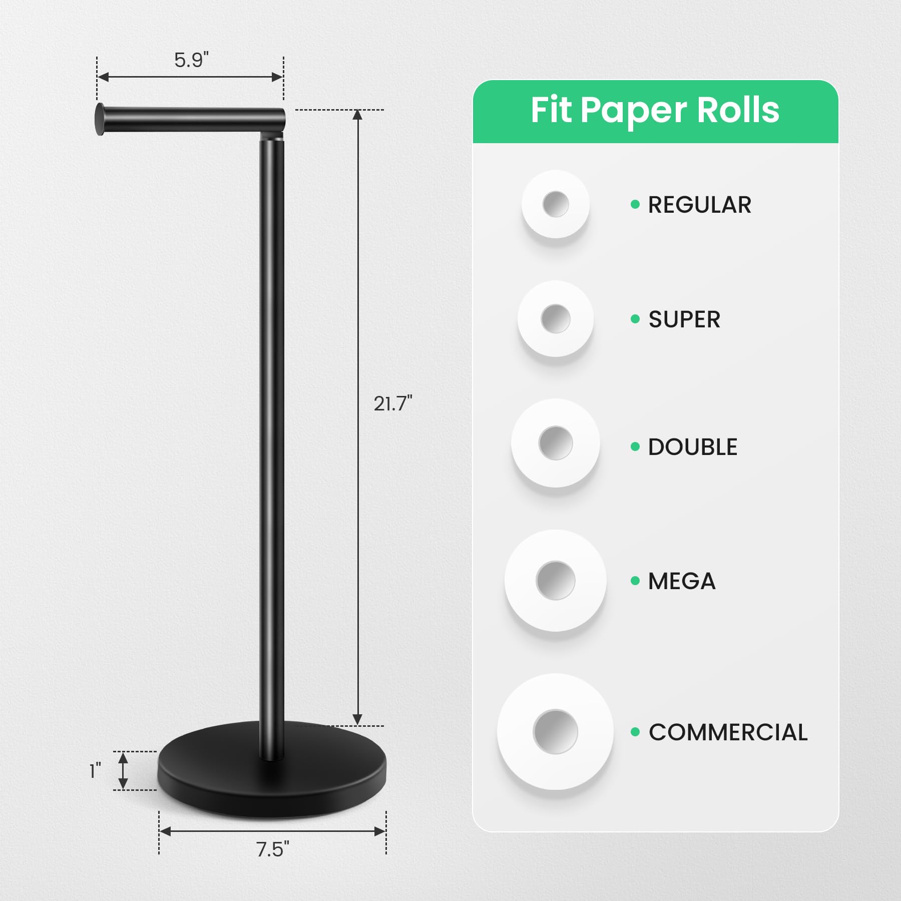 Cesun stand accommodates 3-4 rolls, saving bathroom clutter and storage space.