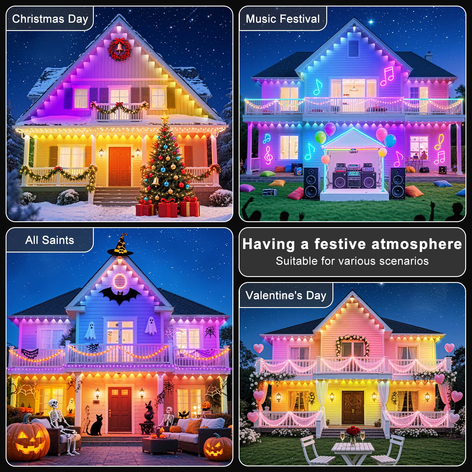 CETELUMA permanent lighting enhances holiday décor and daily curb appeal.