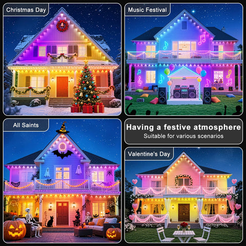 CETELUMA permanent lighting enhances holiday décor and daily curb appeal.